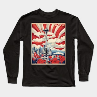 Seattle Washington United States of America Tourism Vintage Poster Long Sleeve T-Shirt